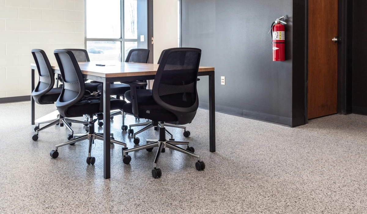 Flake epoxy flooring in office board room